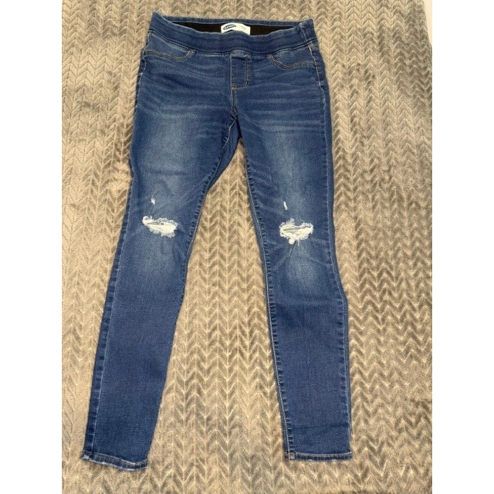 Old Navy Rockstar Jeggings Womens 10 Blue Med Wash Distressed Pull On Denim 0012